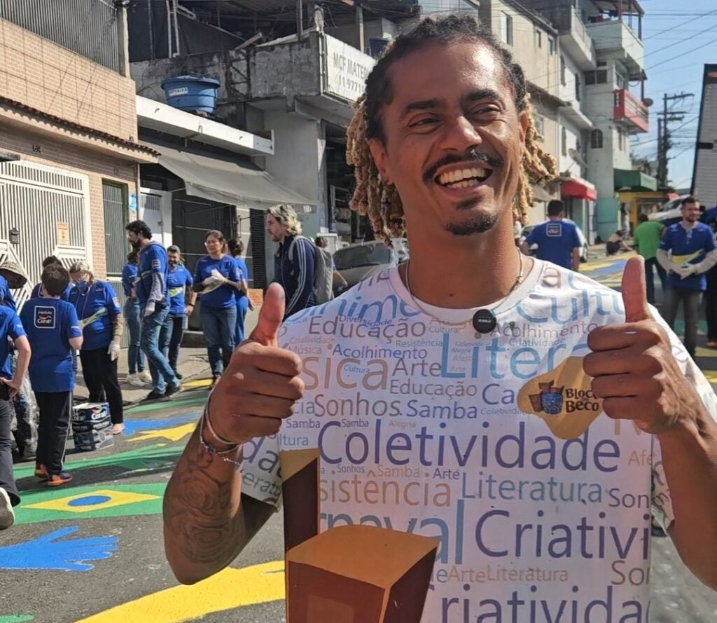 Eduardo Duetho, 33, um dos idealizadores da pintura na Rua Salgueiro do Campo, no Jardim Ibirapuera