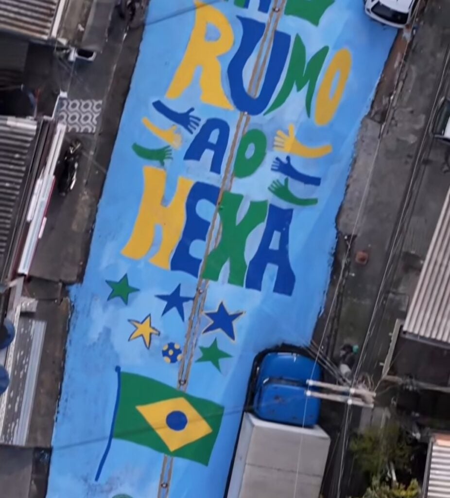 Trecho da pintura da Rua Salgueiro do Campo, no Jardim Ibirapuera